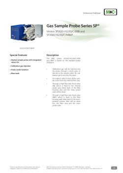 Gas Sample Probe Series SP® Version SP2020-H(220)/C/I/BB and SP2020-H(220)/C/I/BB/F Special Features