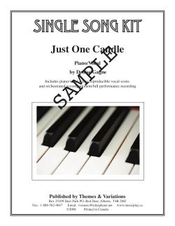 Single Song Kit Just One Candle  Piano/Vocal