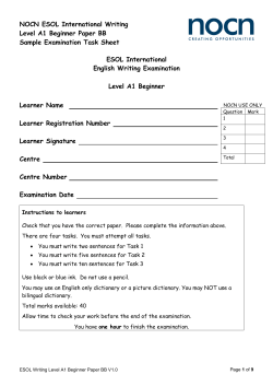 NOCN ESOL International Writing Level A1 Beginner Paper BB ESOL International