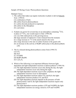 Sample AP Biology Exam: Photosynthesis Questions  Multiple Choice