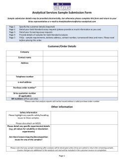 Analytical Services Sample Submission Form