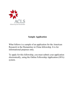 What follows is a sample of an application for the... Research in the Humanities in China fellowship. It is for