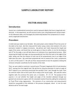 SAMPLE LABORATORY REPORT  VECTOR ANALYSIS Introduction