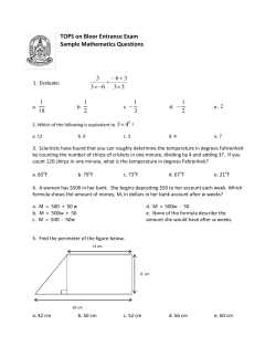 TOPS on Bloor Entrance Exam Sample Mathematics Questions 3 6