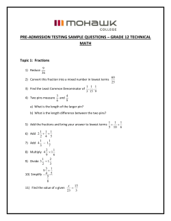 PRE-ADMISSION TESTING SAMPLE QUESTIONS – GRADE 12 TECHNICAL MATH