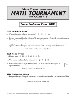 MATH TOURNAMENT Some Problems From 2008 M C