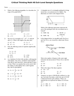 Critical Thinking Math HS Exit-Level Sample Questions