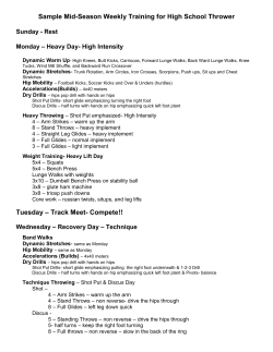 Sample Mid-Season Weekly Training for High School Thrower  Sunday - Rest