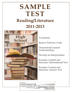 SAMPLE TEST Reading/Literature 2011-2013