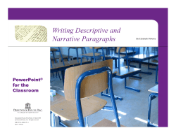 Writing Descriptive and Narrative Paragraphs g p PowerPoint