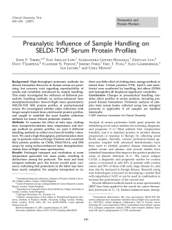 Preanalytic Influence of Sample Handling on SELDI-TOF Serum Protein Profiles