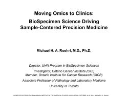 Moving Omics to Clinics: BioSpecimen Science Driving Sample-Centered Precision Medicine