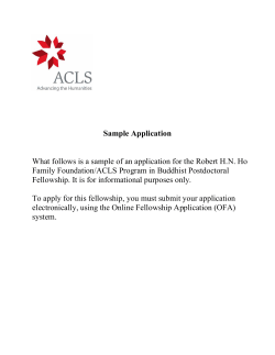 What follows is a sample of an application for the... Family Foundation/ACLS Program in Buddhist Postdoctoral Sample Application