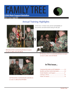FAMILY TREE Annual Training Highlights 229th Main Support Battalion
