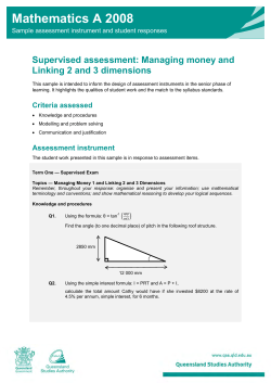 Mathematics A 2008 Supervised assessment: Managing money and