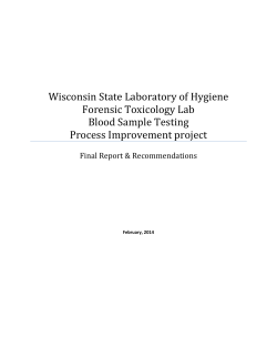 Wisconsin State Laboratory of Hygiene Forensic Toxicology Lab Blood Sample Testing