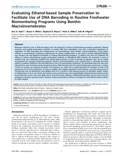 Evaluating Ethanol-based Sample Preservation to Biomonitoring Programs Using Benthic