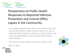 Perspectives on Public Health Responses to Reported Infection Prevention and Control (IPAC)