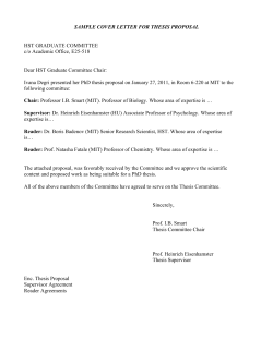 SAMPLE COVER LETTER FOR THESIS PROPOSAL  HST GRADUATE COMMITTEE