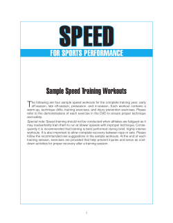 SPEED For SPortS PErFormancE Sample Speed training Workouts T