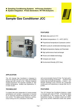 Sample Gas Conditioner JCC Sampling Conditioning Systems System Integration