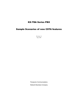 KX-TDA Series PBX Sample Scenarios of new CSTA features Panasonic Communications