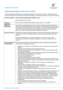 Ireland’s Interns 2010    Sample Job Description for Intern Posts in Ireland  