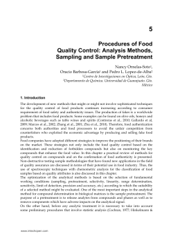 5 Procedures of Food Quality Control: Analysis Methods, Sampling and Sample Pretreatment