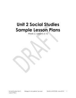 Unit 2 Social Studies Sample Lesson Plans Week 2, Lessons 6-10