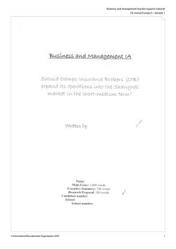 Business and management teacher support material HL research project—Sample 1 1