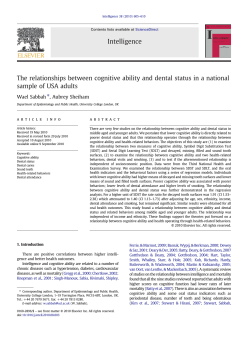 The relationships between cognitive ability and dental status in a... sample of USA adults ⁎ Wael Sabbah