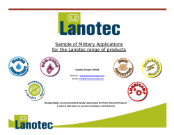 Sample of Military Applications for the Lanotec range of products