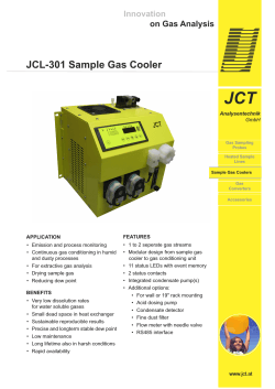 JCT JCL-301 Sample Gas Cooler Innovation on Gas Analysis