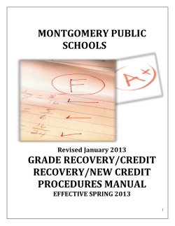 MONTGOMERY PUBLIC SCHOOLS GRADE RECOVERY/CREDIT RECOVERY/NEW CREDIT