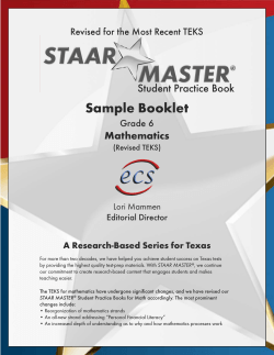 Sample Booklet Student Practice Book Mathematics Revised for the Most Recent TEKS