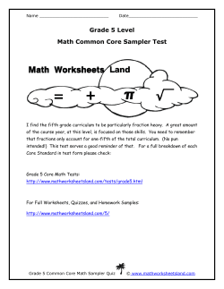 Grade 5 Level Math Common Core Sampler Test