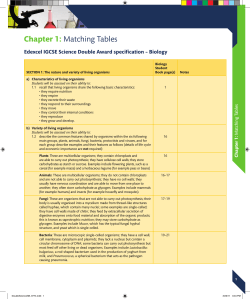 Chapter 1: Matching Tables Edexcel IGCSE Science Double Award specification – Biology