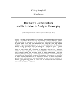 Bentham’s Contextualism and Its Relation to Analytic Philosophy  Writing Sample #2