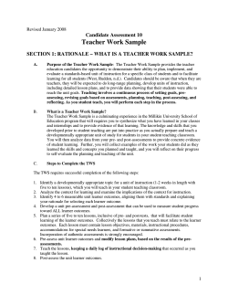 Teacher Work Sample Candidate Assessment 10