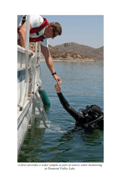 A diver provides a water sample as part of source... at Diamond Valley Lake.