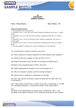 XI CHEMISTRY SAMPLE PAPER 2 Time : Three Hours