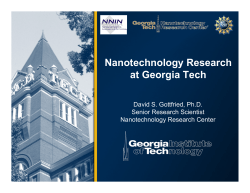 Nanotechnology Research at Georgia Tech David S. Gottfried, Ph.D. Senior Research Scientist