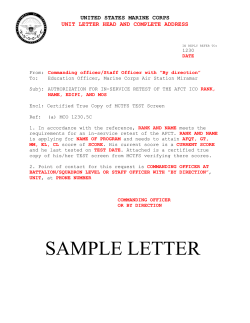 UNITED STATES MARINE CORPS UNIT LETTER HEAD AND COMPLETE ADDRESS
