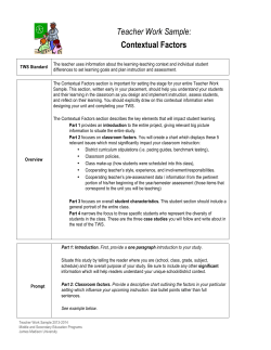 Teacher Work Sample: Contextual Factors