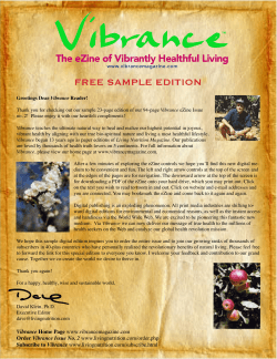 FREE SAMPLE EDITION The eZine of Vibrantly Healthful Living
