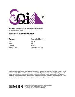 BarOn Emotional Quotient Inventory Individual Summary Report Name: Sample Report