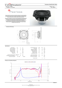 Transducer Specification Sheet Specifications:
