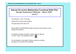 Edexcel On-screen Mathematics Functional Skills Pilot Level 2