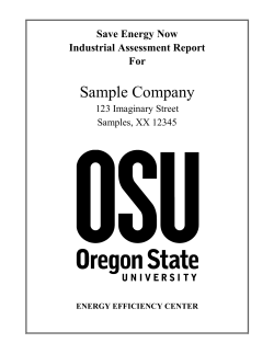 Sample Company Save Energy Now Industrial Assessment Report For