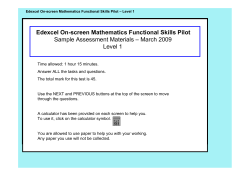 Edexcel On-screen Mathematics Functional Skills Pilot Level 1